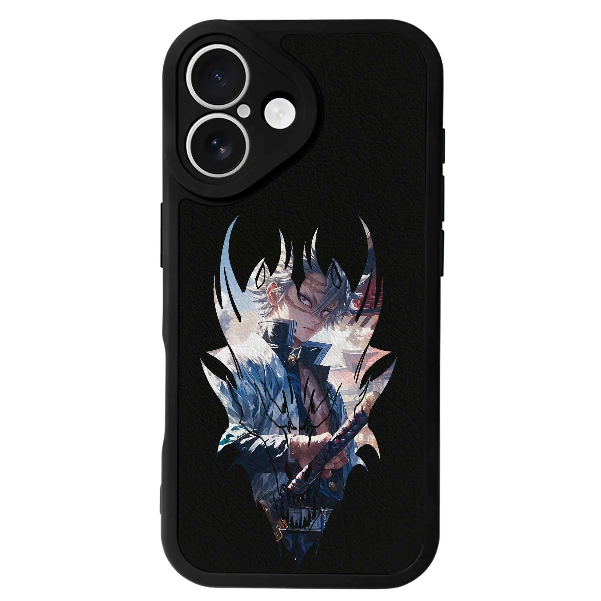 鬼滅の刃 グッズ,不死川 実弥 - IPhone 16シリーズ対応 ・ シリコンスマホケース ・ レザー調 ・ 高精度フィット ・ 耐衝撃 ・ ワイヤレス充電対応 ・ 精密カット